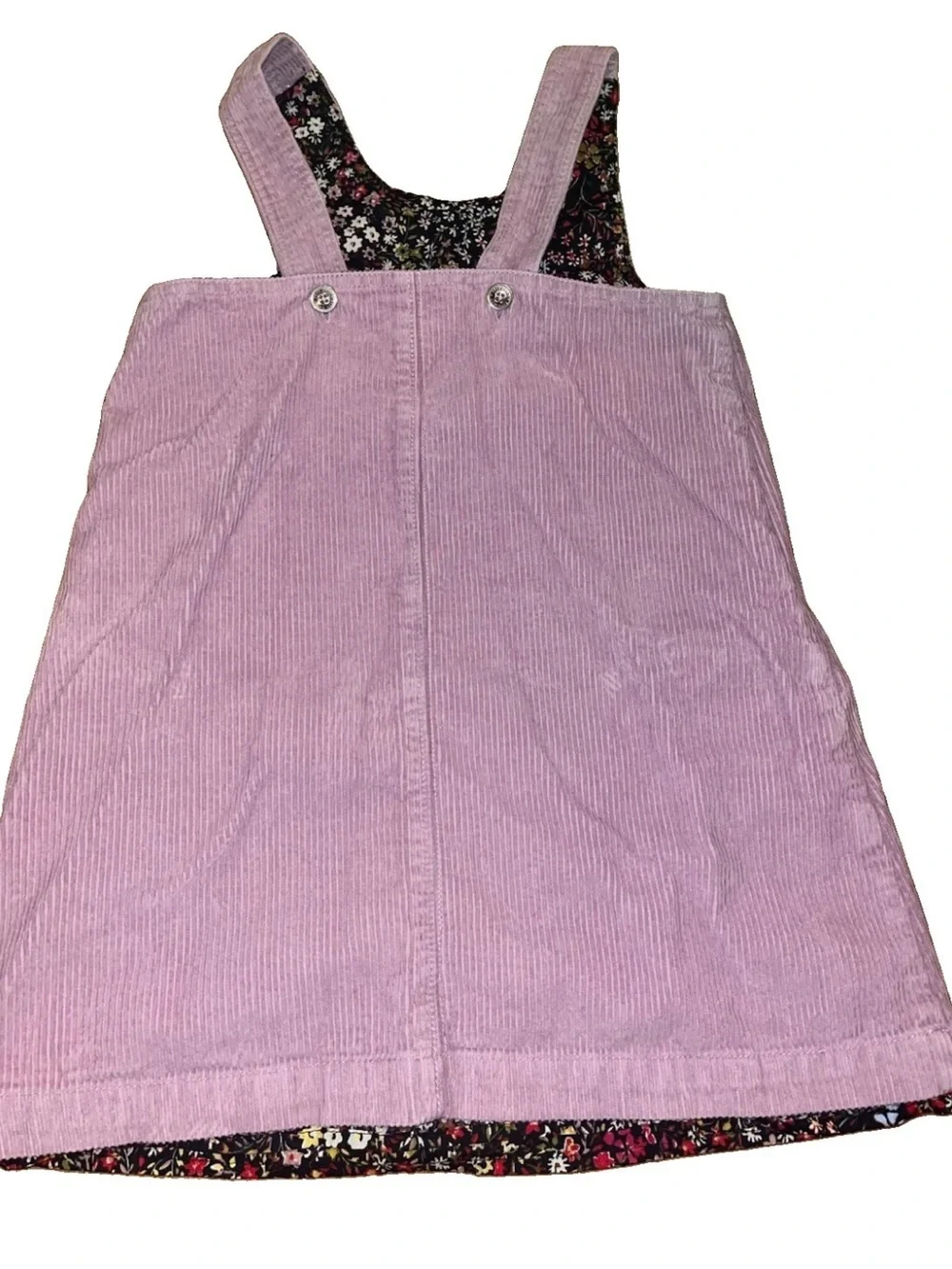 Baby Gap Girls Size 5 Purple Corduroy Jumper Dress Floral Lining